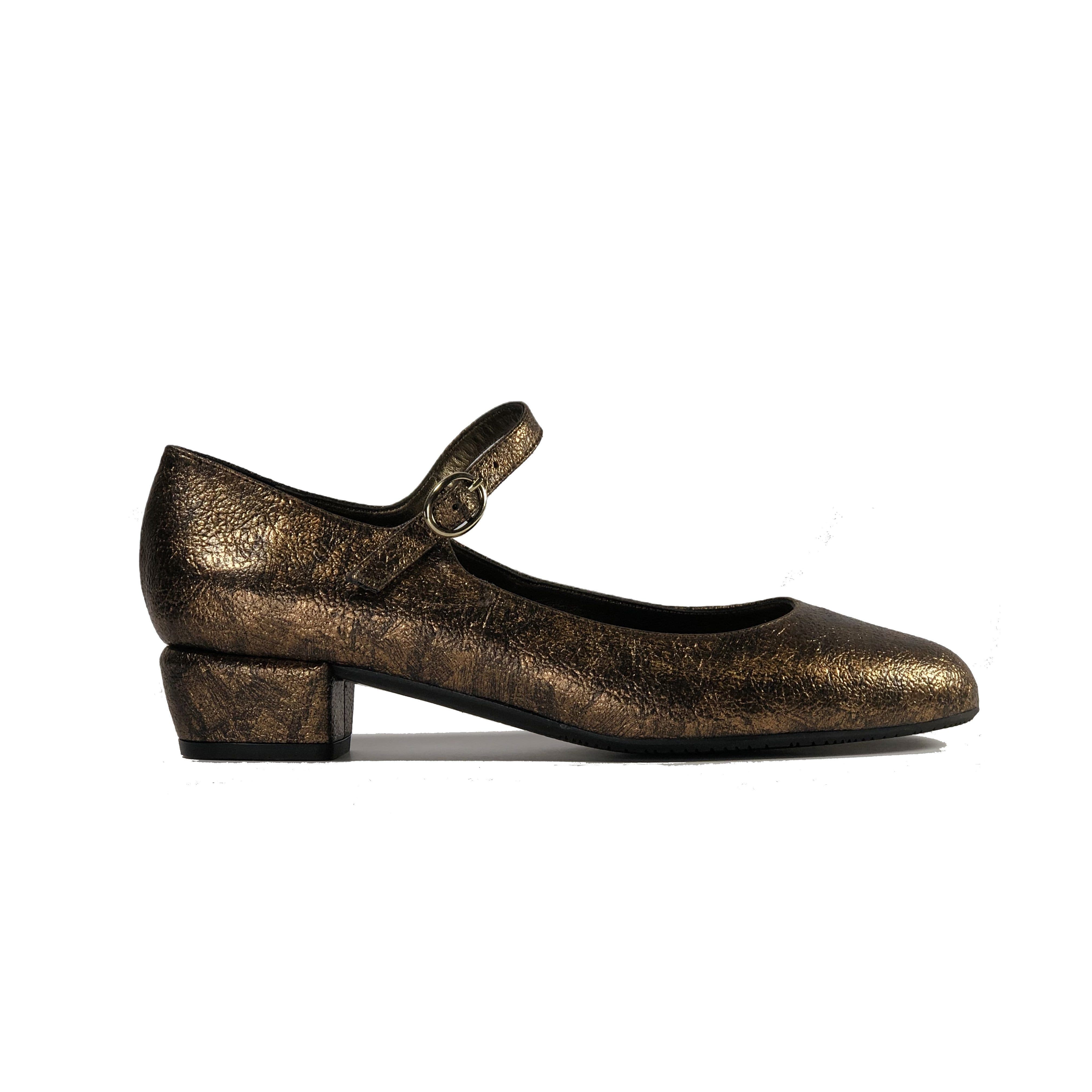 Bronze low best sale heel evening shoes