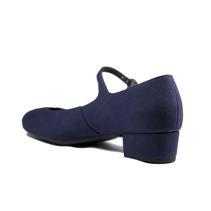'Gracie' Mary-Jane Vegan Low-Heels by Zette Shoes - Navy Suede