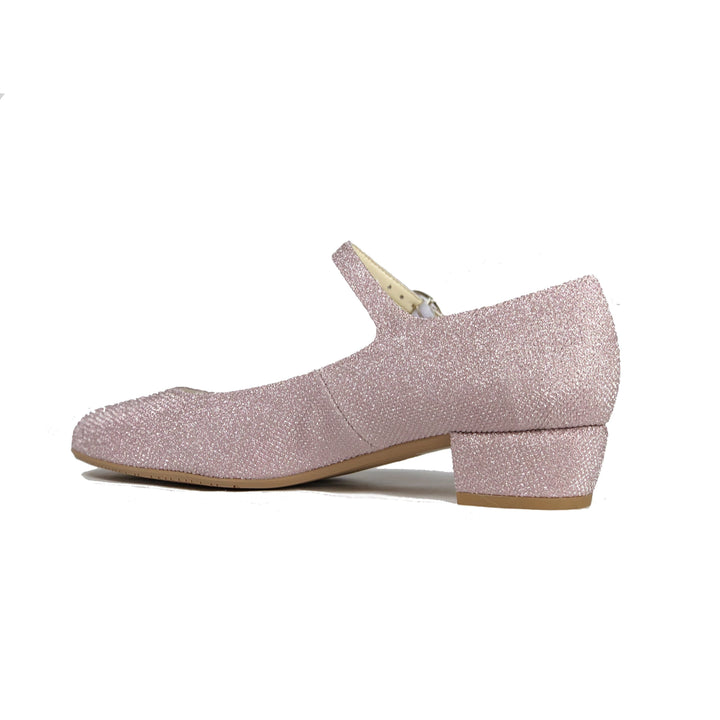 'Gracie' Mary-Jane vegan Low-Heels by Zette Shoes - glittery pink champagne - Vegan Style