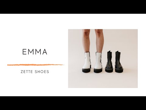 'Emma' white vegan-leather chelsea boot with stacked sole by Zette Shoes