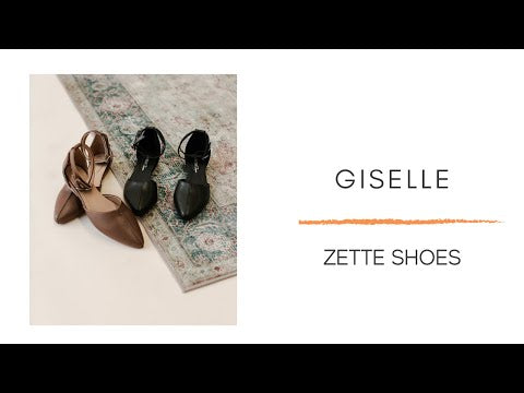 'Giselle' women's black flat with ankle-strap by Zette Shoes