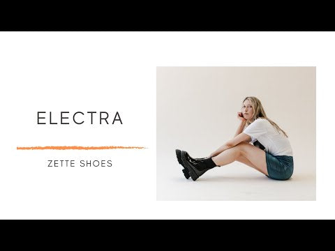 'Electra' black patent vegan-leather chelsea boot with chunky sole by Zette Shoes