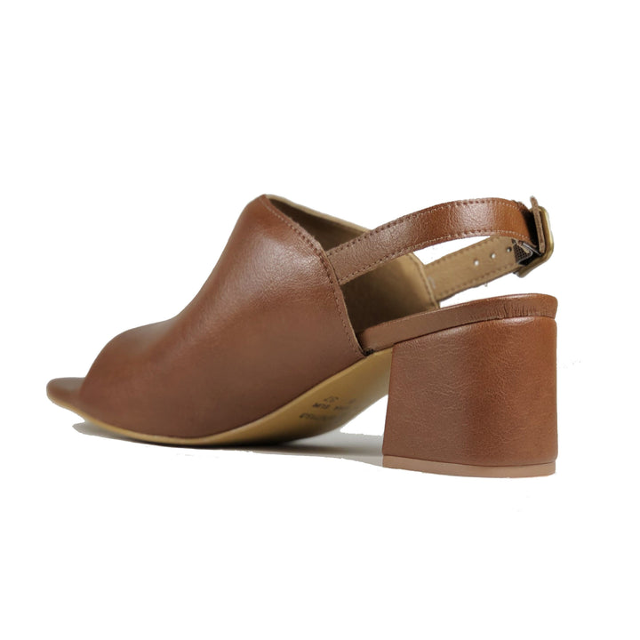 'Iolanda' vegan women's open-toe block heel by Ahimsa - cognac - Vegan Style