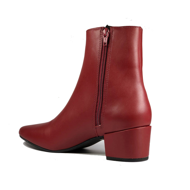 'Jacqui' vegan-leather ankle boot by Zette Shoes - burgundy