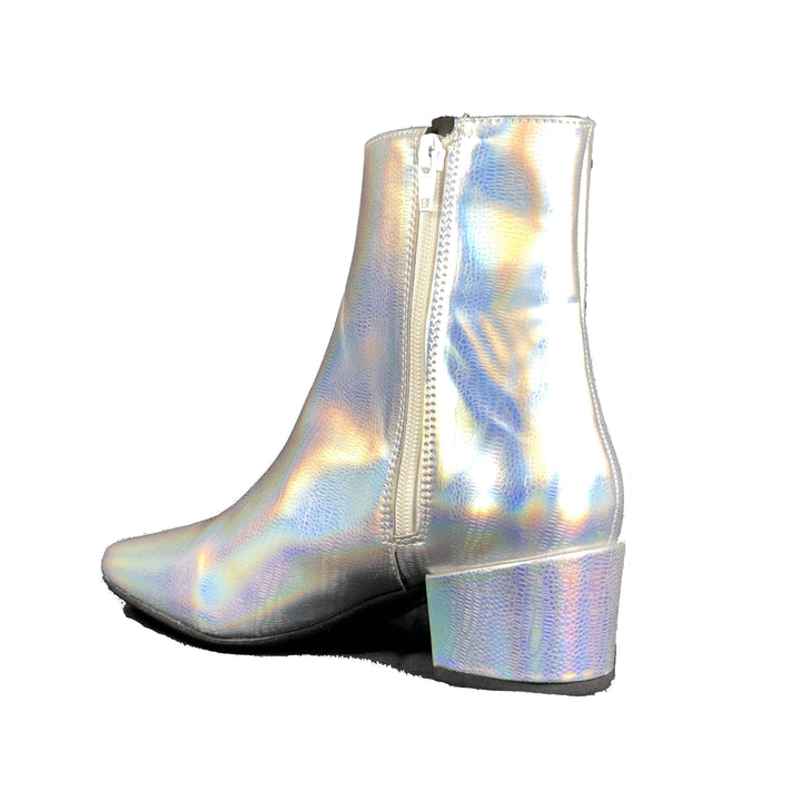 'Jacqui' vegan-leather ankle boot by Zette Shoes - Disco Silver
