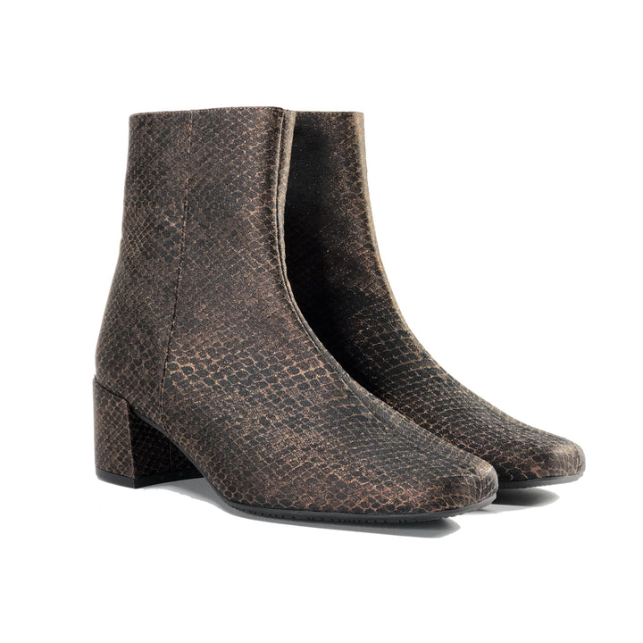 Jacqui - vegan snake leather ankle boots - bronze