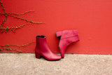 'Jacqui' vegan ankle boot by Zette Shoes - red textile