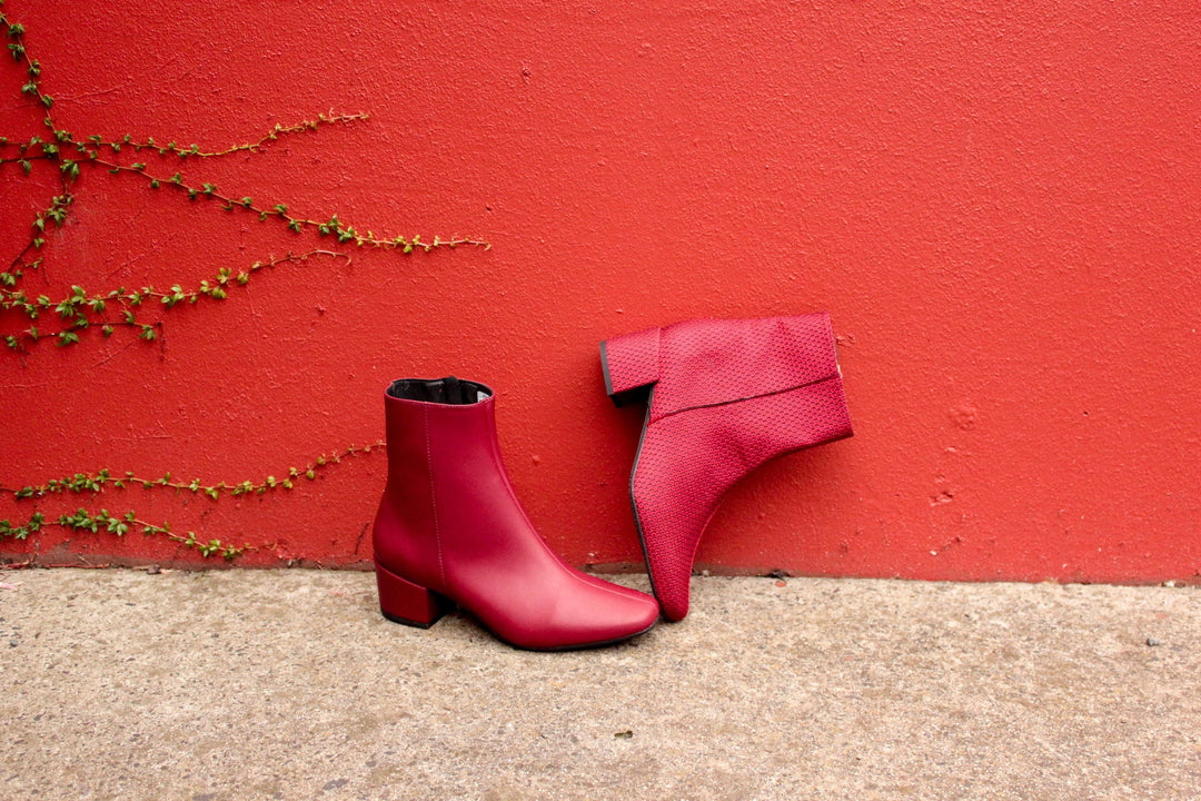 'Jacqui' vegan-leather ankle boot by Zette Shoes - burgundy