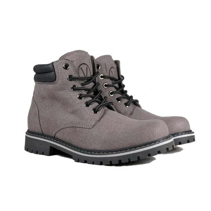 'Lennox' lace-up work boot for women by Zette Shoes - Grey - Vegan Style