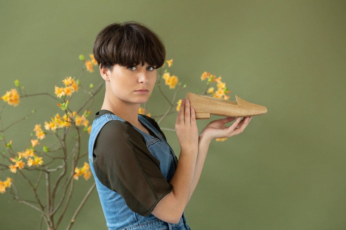 'Tracey' vegan-textile loafers by Zette Shoes - beige - Vegan Style