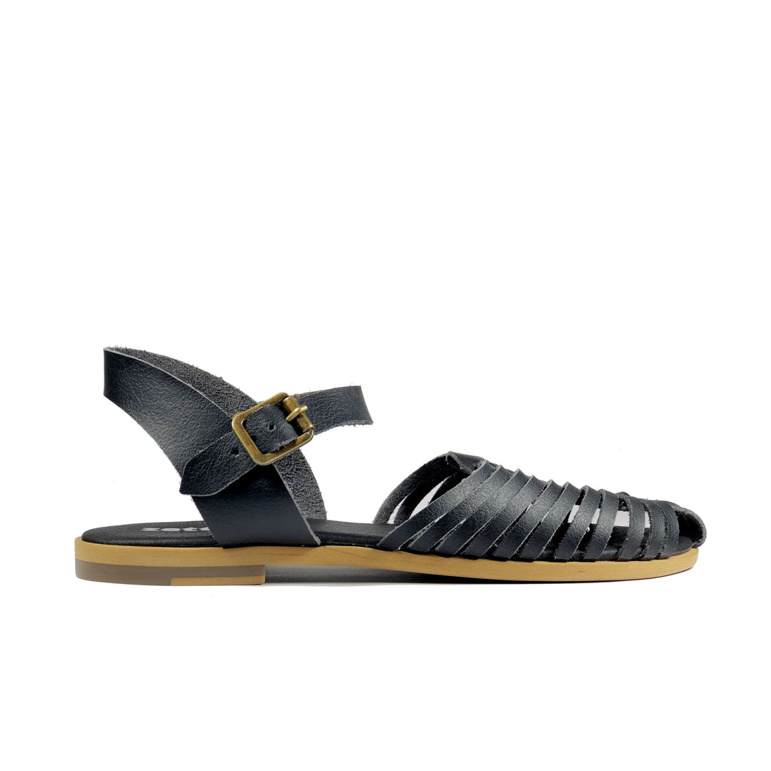 'Maya' flat vegan sandals by Zette Shoes - black