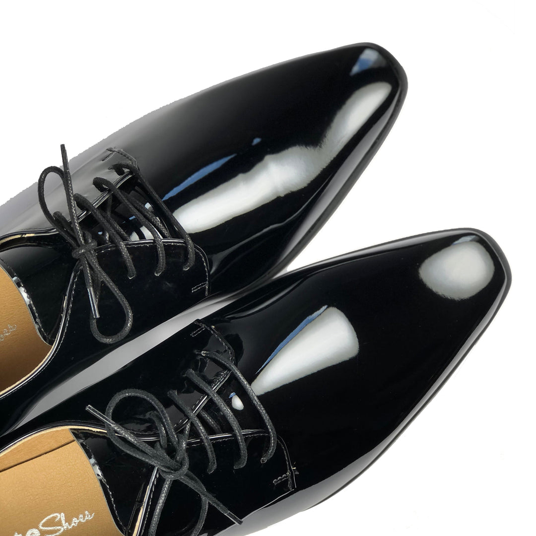 'Nero' Men's Vegan Derby Shoe by Zette Shoes - Black Patent