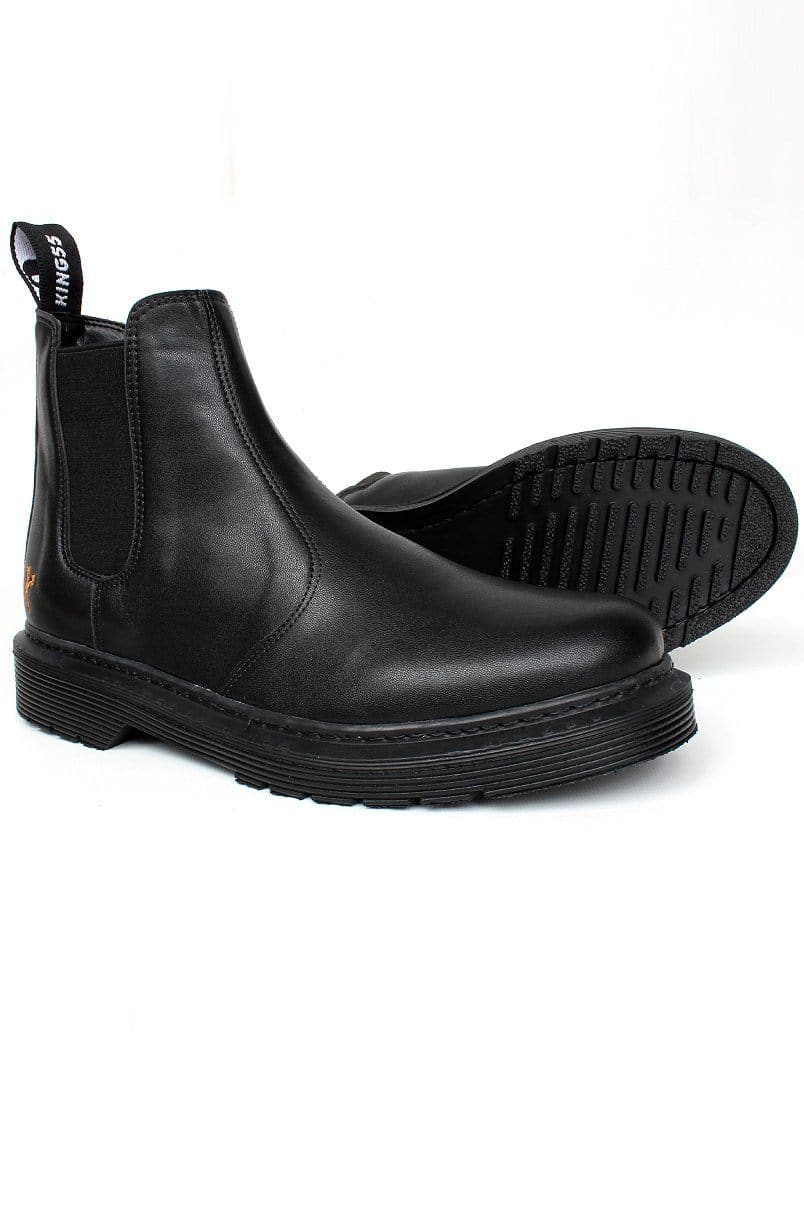 'Brick Lane' matte black vegan Chelsea boot by King55 - Vegan Style