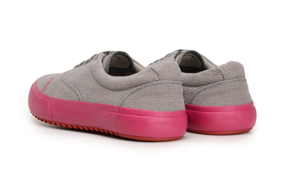 'Revenant' vegan sneaker with vulcanised outsole by Brave Gentleman - grey/neon pink
