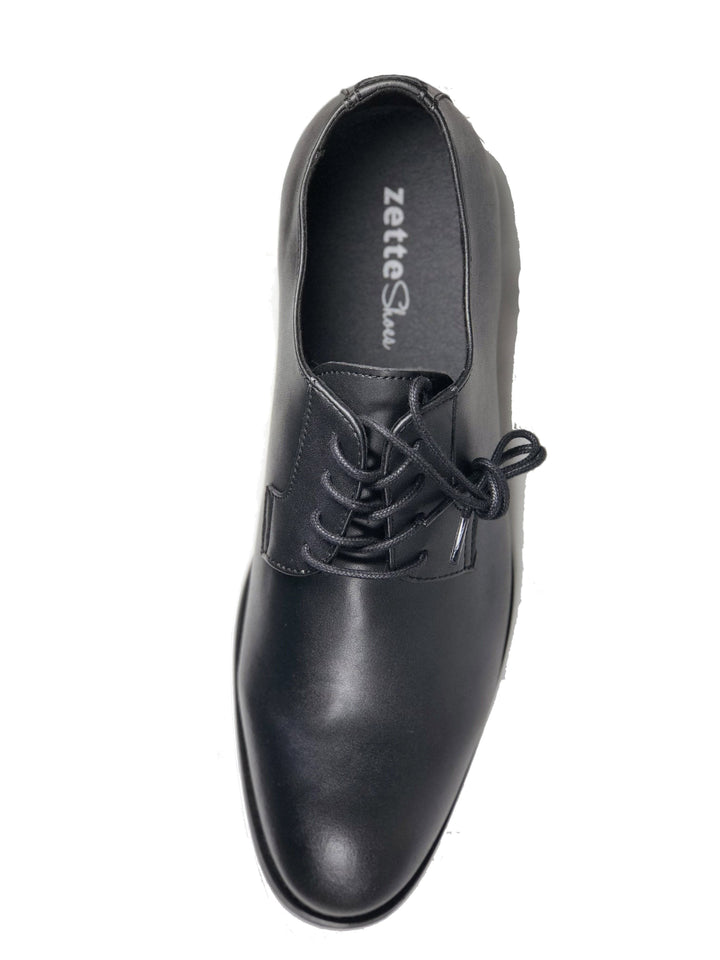 'Gideon' classic vegan derby round toe by Zette Shoes - black - Vegan Style