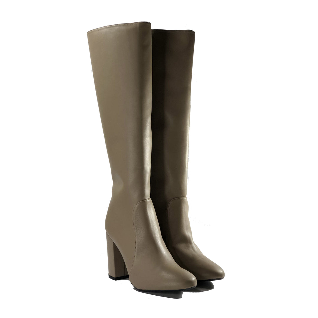 Claudia taupe vegan leather knee high boots