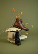 'Robert' vegan men's lace-up boots by Ahimsa - black - Vegan Style