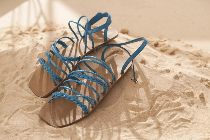 Flat vegan sandal by Arenaria - blue